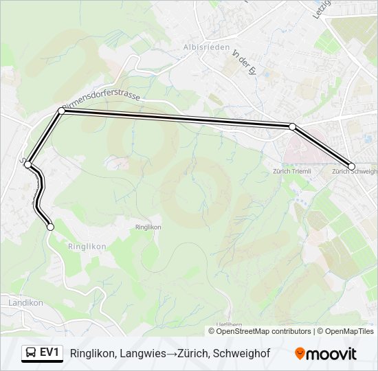 EV1 Bus Line Map