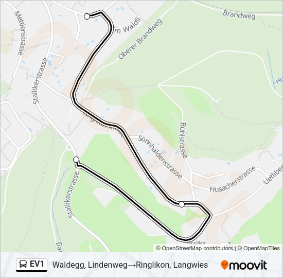 EV1 Bus Line Map