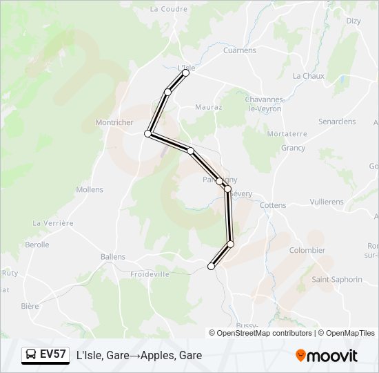 EV57 Bus Line Map