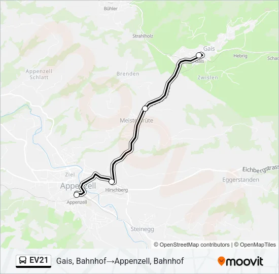 Plan de la ligne EV21 de bus
