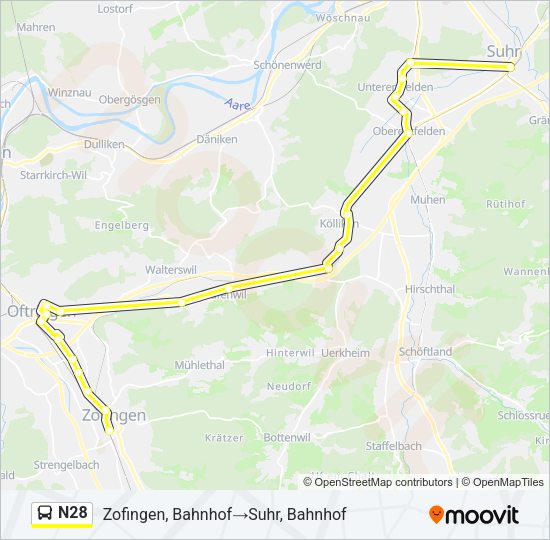 N28 Bus Line Map