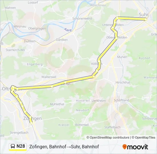 N28 Bus Line Map