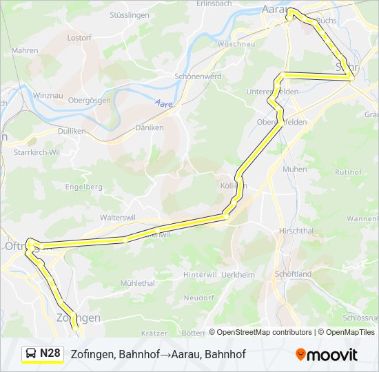 N28 Bus Line Map