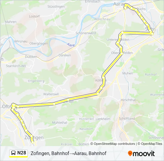 N28 Bus Line Map