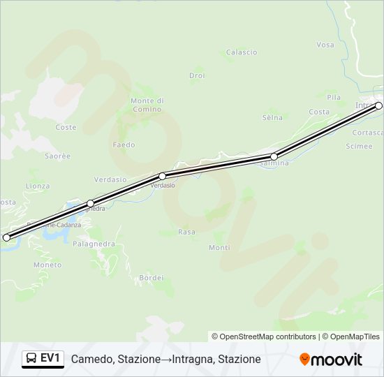 EV1 Bus Line Map