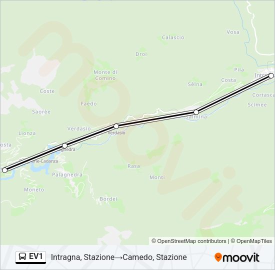 EV1 Bus Line Map