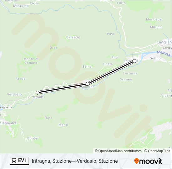 EV1 Bus Line Map