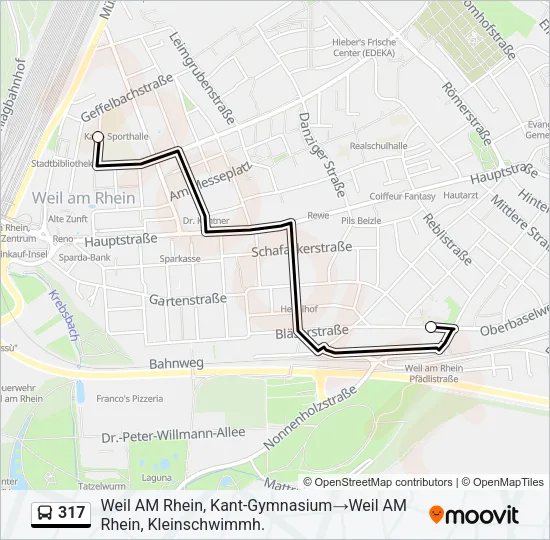Plan de la ligne 317 de bus