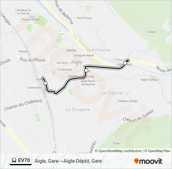EV70 Bus Line Map