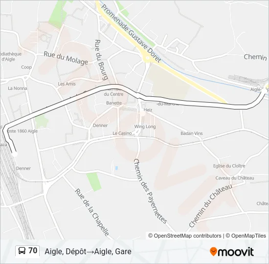 Plan de la ligne 70 de bus