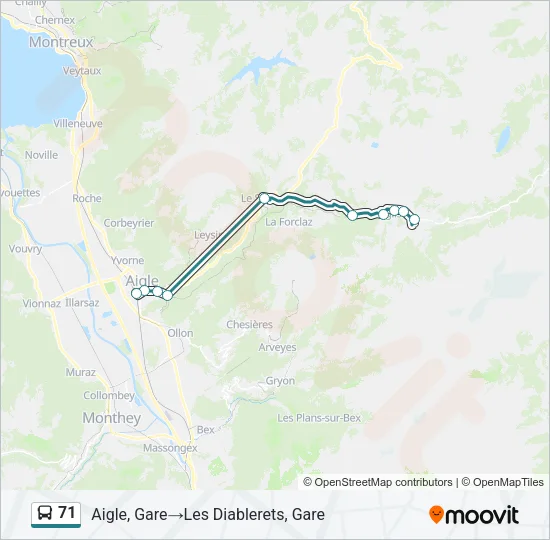 Plan de la ligne 71 de bus
