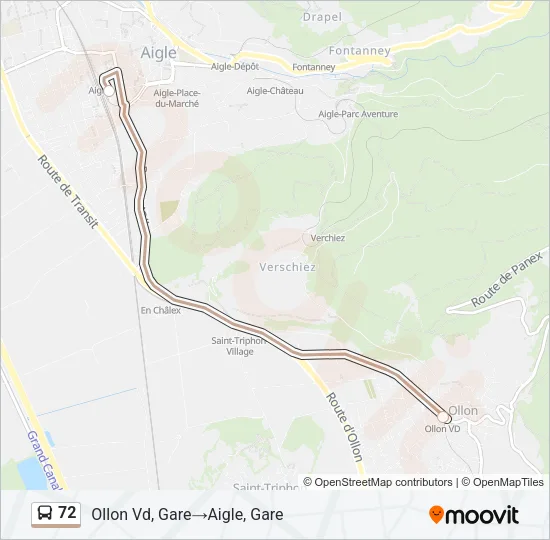 Plan de la ligne 72 de bus