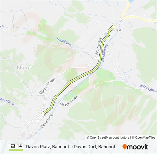Plan de la ligne 14 de bus