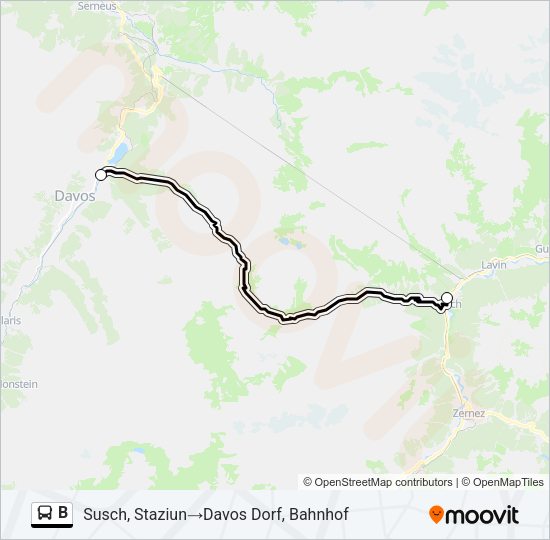B Bus Line Map