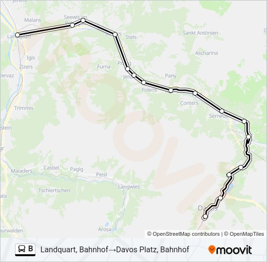 B Bus Line Map