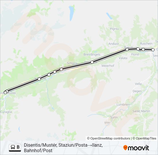 B Bus Line Map