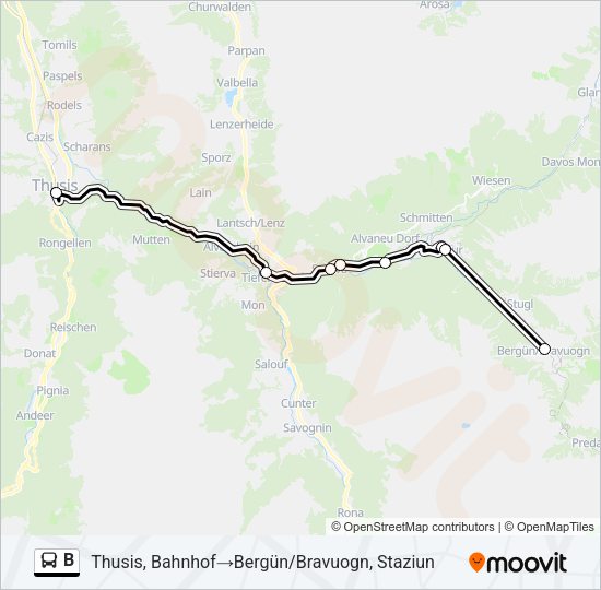 B Bus Line Map