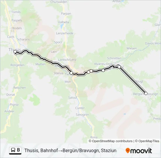 B Bus Line Map