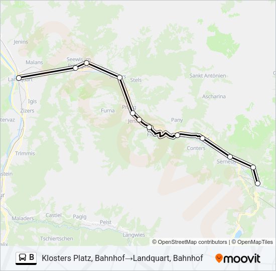 B Bus Line Map