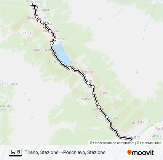 B Bus Line Map