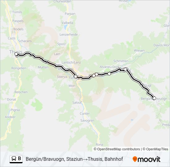 B Bus Line Map