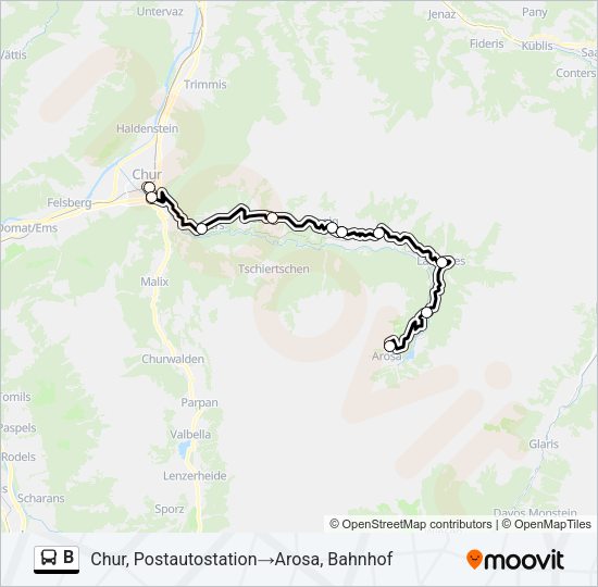 B Bus Line Map