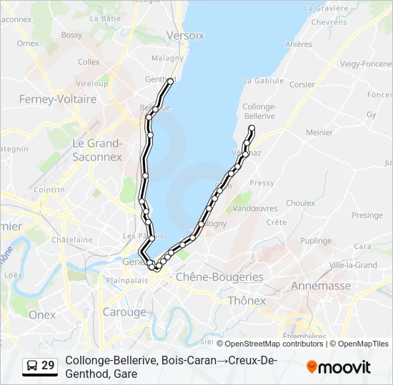 Plan de la ligne 29 de bus