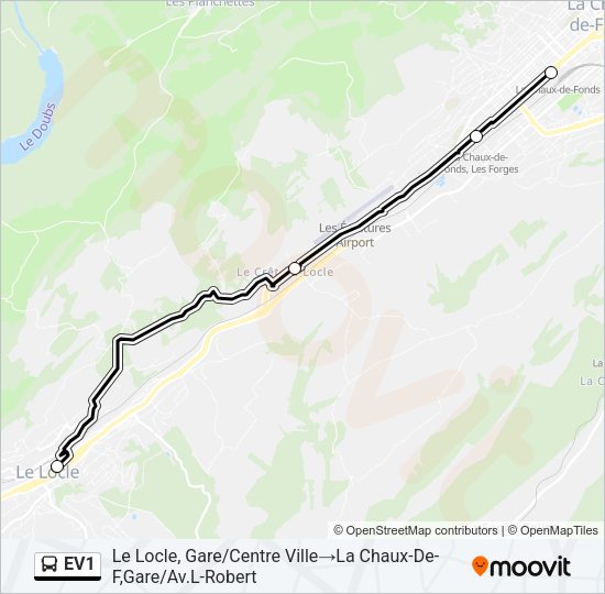 EV1 Bus Line Map