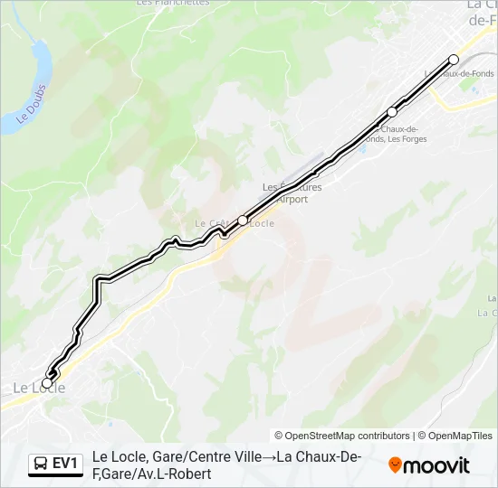 EV1 Bus Line Map