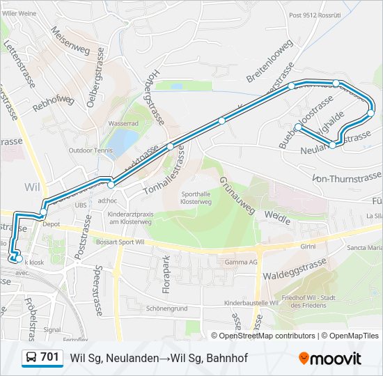 701 Bus Line Map