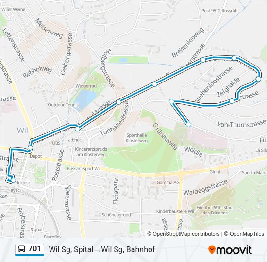 701 Bus Line Map