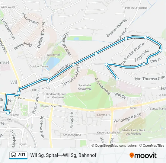 701 Bus Line Map