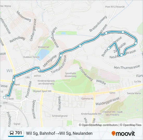 701 Bus Line Map
