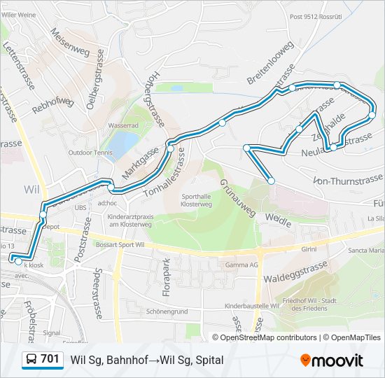 701 Bus Line Map