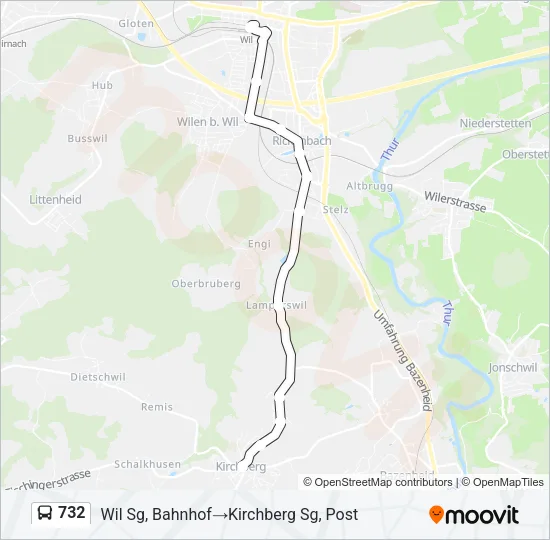 732 Bus Line Map