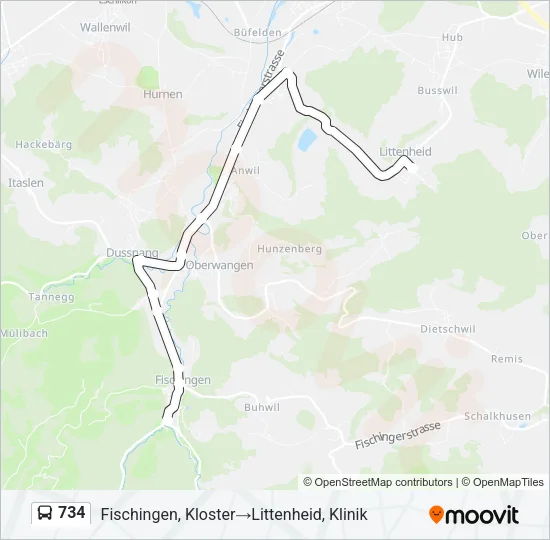 734 Bus Line Map