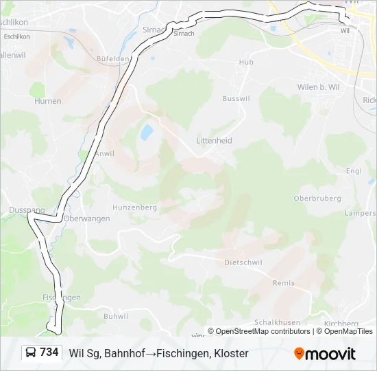 734 Bus Line Map