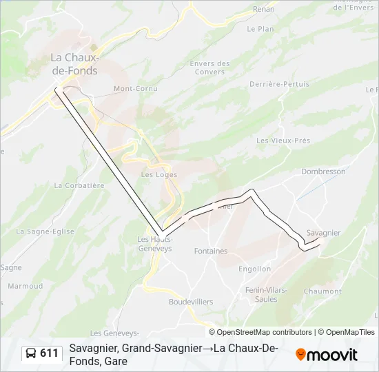 611 Bus Line Map