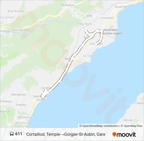 611 Bus Line Map