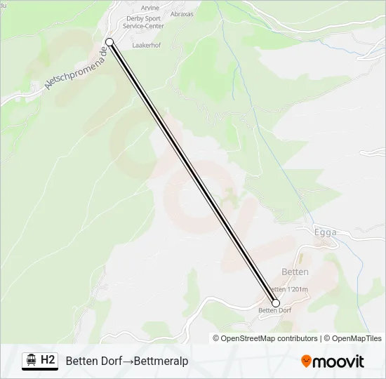 Plan de la ligne H2 de téléphérique
