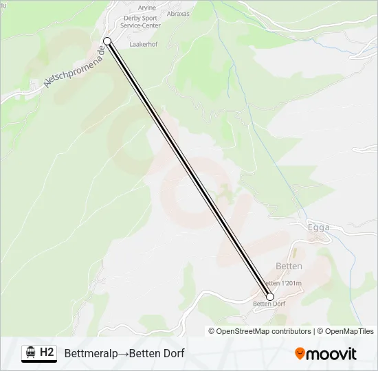 Plan de la ligne H2 de téléphérique