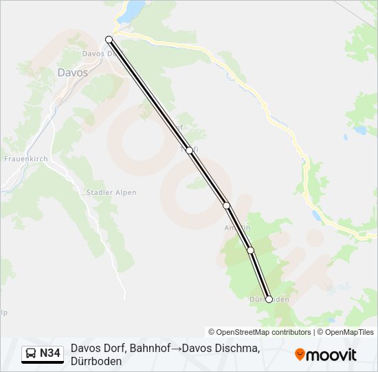 N34 Bus Line Map