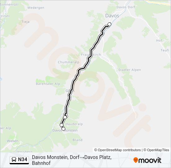 N34 Bus Line Map