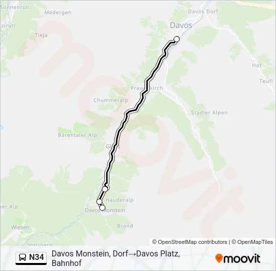 N34 Bus Line Map
