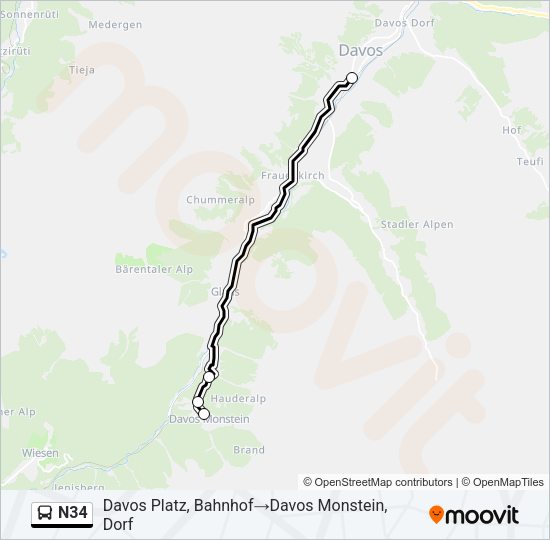 N34 Bus Line Map