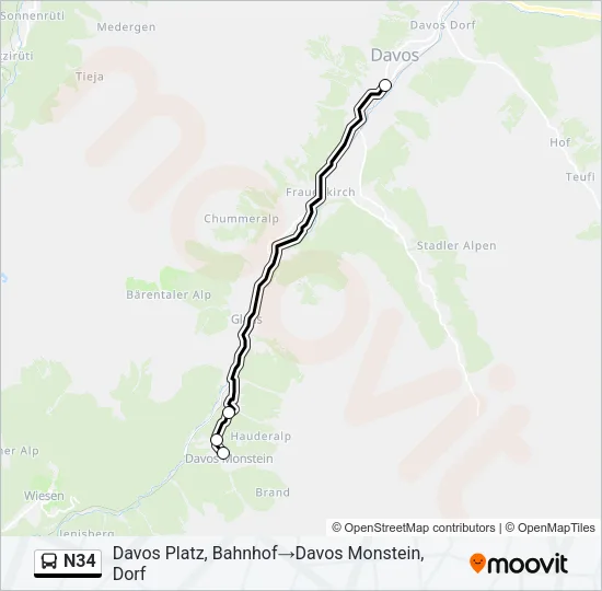 N34 Bus Line Map
