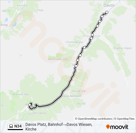 N34 Bus Line Map
