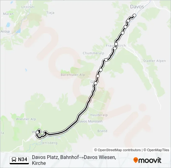 N34 Bus Line Map