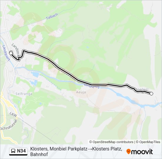 N34 Bus Line Map