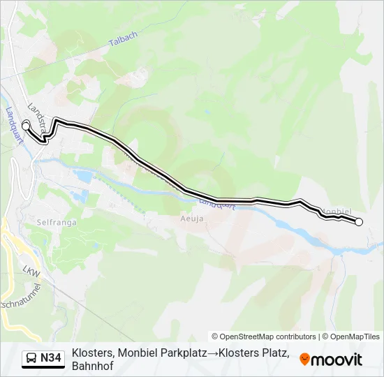 N34 Bus Line Map
